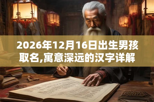 2026年12月16日出生男孩取名,寓意深远的汉字详解