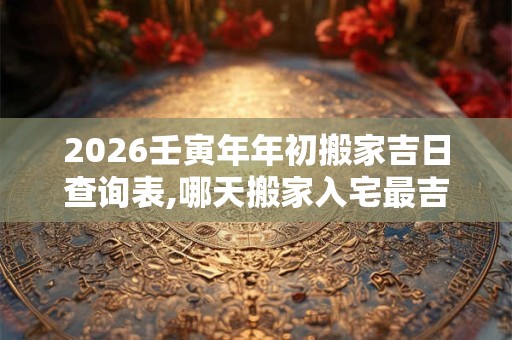 2026壬寅年年初搬家吉日查询表,哪天搬家入宅最吉利？