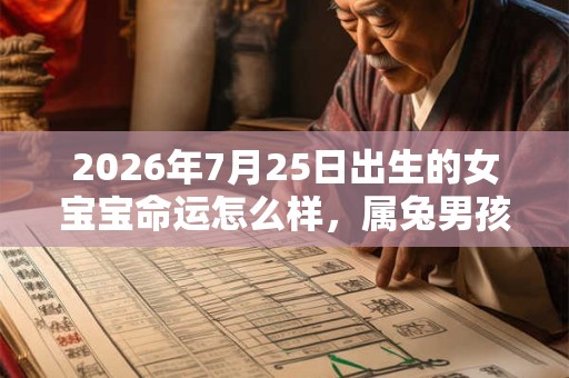 2026年7月25日出生的女宝宝命运怎么样，属兔男孩八字五行命运