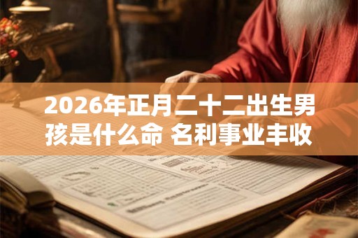 2026年正月二十二出生男孩是什么命 名利事业丰收命局
