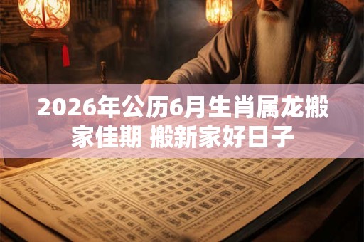 2026年公历6月生肖属龙搬家佳期 搬新家好日子 2026年公历6月生肖属龙搬家佳期 搬新家好日子