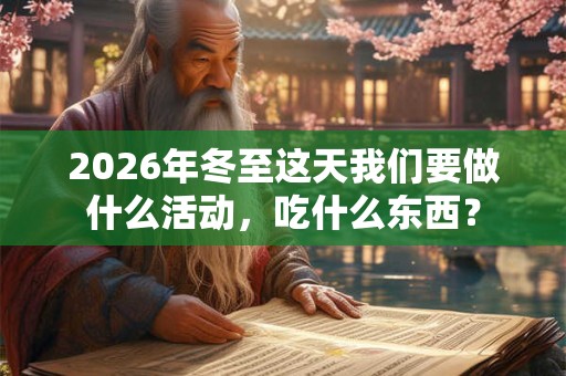 2026年冬至这天我们要做什么活动,吃什么东西? 2026年冬至这天我们要做什么活动,吃什么东西?