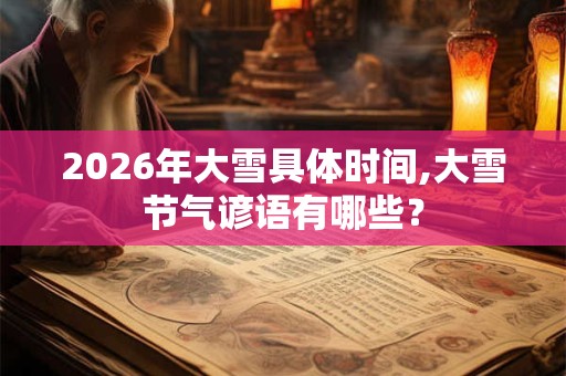 2026年大雪具体时间,大雪节气谚语有哪些？