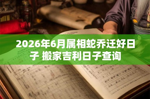 2026年6月属相蛇乔迁好日子 搬家吉利日子查询
