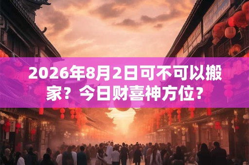 2026年8月2日可不可以搬家?今日财喜神方位? 2026年8月2日可不可以搬家?今日财喜神方位?