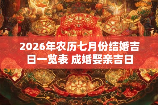 2026年农历七月份结婚吉日一览表 成婚娶亲吉日