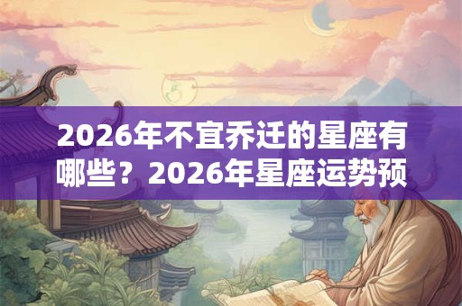 2026年不宜乔迁的星座有哪些?2026年星座运势预测 2026年不宜乔迁的星座有哪些?2026年星座运势预测