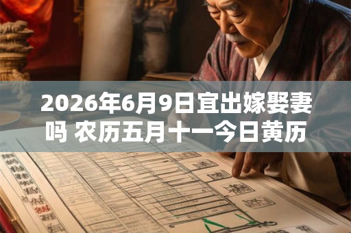2026年6月9日宜出嫁娶妻吗 农历五月十一今日黄历 2026年6月9日宜出嫁娶妻吗 农历五月十一今日黄历