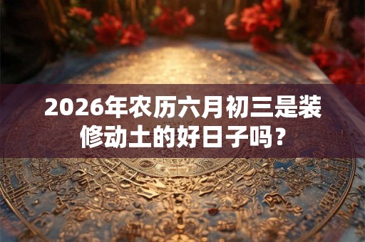 2026年农历六月初三是装修动土的好日子吗？