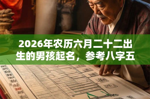 2026年农历六月二十二出生的男孩起名,参考八字五行 2026年农历六月二十二出生的男孩起名,参考八字五行