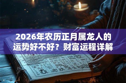 2026年农历正月属龙人的运势好不好？财富运程详解
