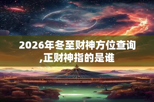 2026年冬至财神方位查询,正财神指的是谁 2026年冬至财神方位查询,正财神指的是谁