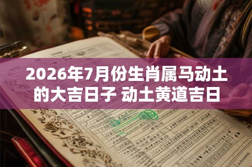 2026年7月份生肖属马动土的大吉日子 动土黄道吉日 2026年7月份生肖属马动土的大吉日子 动土黄道吉日