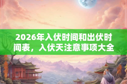 2026年入伏时间和出伏时间表，入伏天注意事项大全