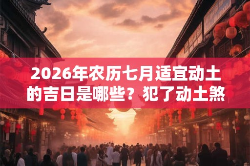 2026年农历七月适宜动土的吉日是哪些?犯了动土煞会影响多久 2026年农历七月适宜动土的吉日是哪些?犯了动土煞会影响多久