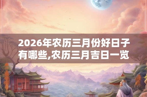 2026年农历三月份好日子有哪些,农历三月吉日一览表