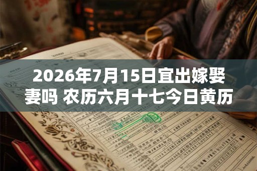 2026年7月15日宜出嫁娶妻吗 农历六月十七今日黄历 2026年7月15日宜出嫁娶妻吗 农历六月十七今日黄历
