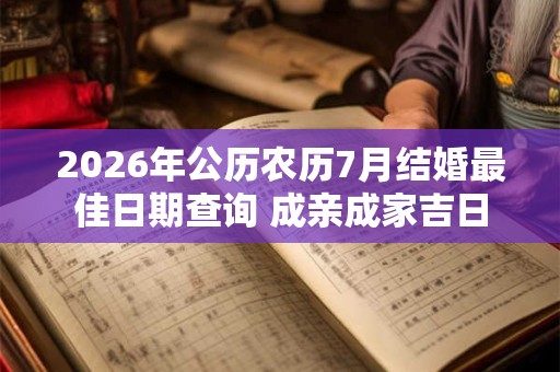 2026年公历农历7月结婚最佳日期查询 成亲成家吉日 2026年公历农历7月结婚最佳日期查询 成亲成家吉日