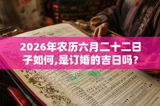 2026年农历六月二十二日子如何,是订婚的吉日吗? 2026年农历六月二十二日子如何,是订婚的吉日吗?
