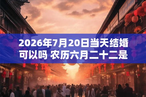 2026年7月20日当天结婚可以吗 农历六月二十二是出嫁的吉日吗