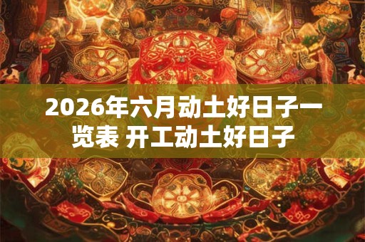 2026年六月动土好日子一览表 开工动土好日子 2026年六月动土好日子一览表 开工动土好日子