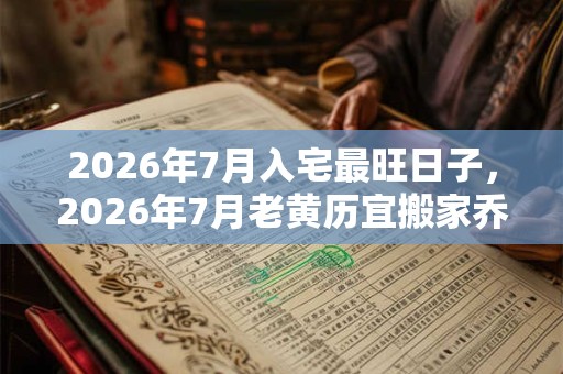 2026年7月入宅最旺日子,2026年7月老黄历宜搬家乔迁的黄道吉日 2026年7月入宅最旺日子,2026年7月老黄历宜搬家乔迁的黄道吉日