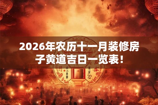 2026年农历十一月装修房子黄道吉日一览表！