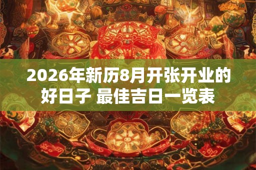 2026年新历8月开张开业的好日子 最佳吉日一览表 2026年新历8月开张开业的好日子 最佳吉日一览表