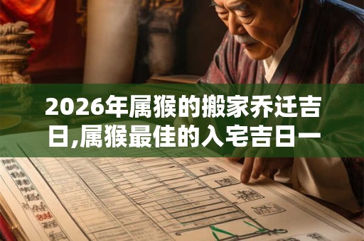 2026年属猴的搬家乔迁吉日,属猴最佳的入宅吉日一览表？