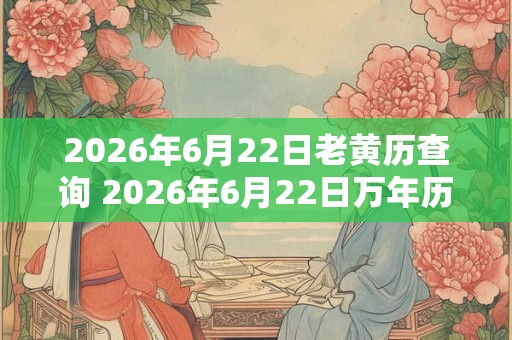 2026年6月22日老黄历查询 2026年6月22日万年历黄道吉日