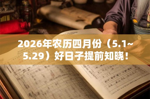 2026年农历四月份(5.1~5.29)好日子提前知晓! 2026年农历四月份(5.1~5.29)好日子提前知晓!