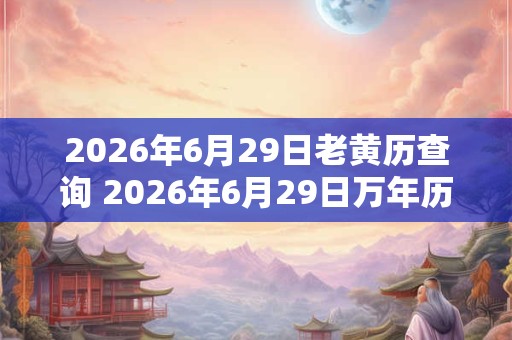 2026年6月29日老黄历查询 2026年6月29日万年历黄道吉日 2026年6月29日老黄历查询 2026年6月29日万年历黄道吉日