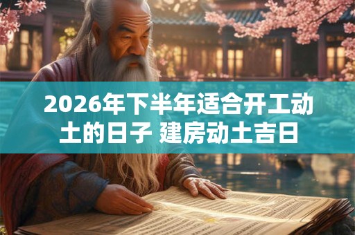 2026年下半年适合开工动土的日子 建房动土吉日 2026年下半年适合开工动土的日子 建房动土吉日