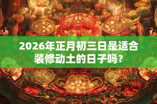 2026年正月初三日是适合装修动土的日子吗？