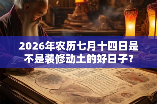 2026年农历七月十四日是不是装修动土的好日子？