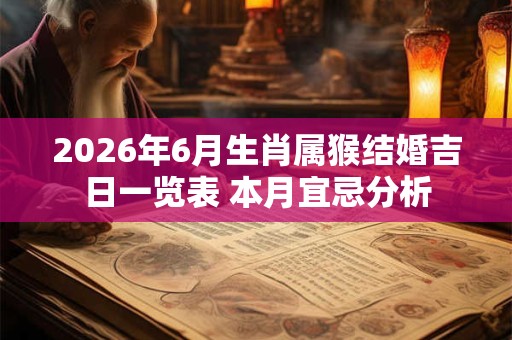 2026年6月生肖属猴结婚吉日一览表 本月宜忌分析