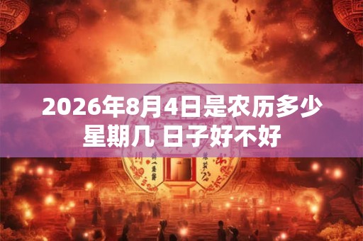 2026年8月4日是农历多少星期几 日子好不好 2026年8月4日是农历多少星期几 日子好不好