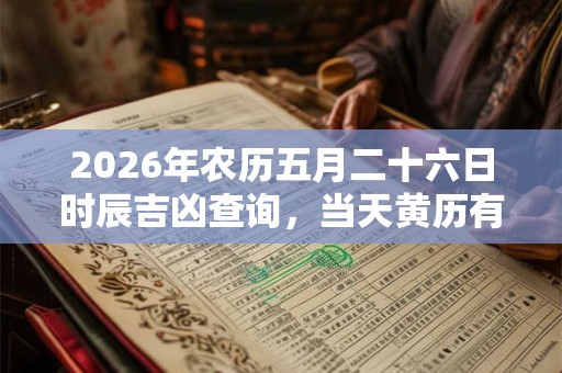 2026年农历五月二十六日时辰吉凶查询，当天黄历有什么宜忌