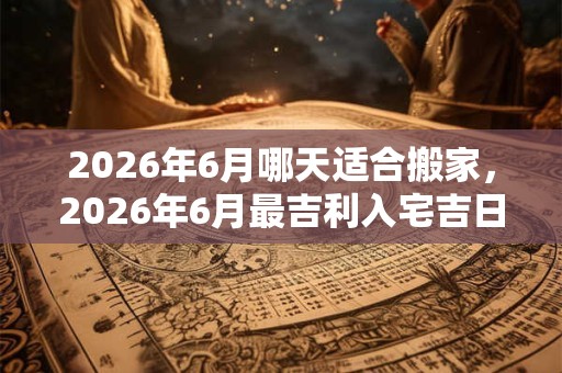 2026年6月哪天适合搬家，2026年6月最吉利入宅吉日