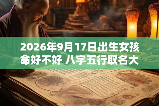 2026年9月17日出生女孩命好不好 八字五行取名大全