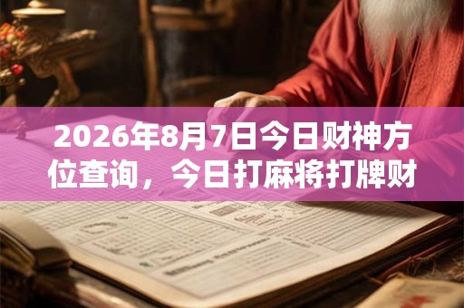 2026年8月7日今日财神方位查询，今日打麻将打牌财神方位