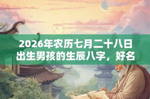 2026年农历七月二十八日出生男孩的生辰八字，好名字推荐