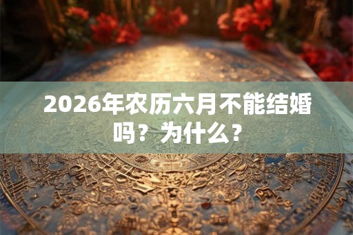 2026年农历六月不能结婚吗？为什么？