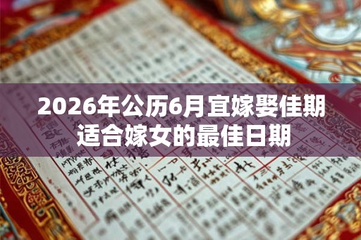 2026年公历6月宜嫁娶佳期 适合嫁女的最佳日期