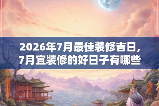 2026年7月最佳装修吉日,7月宜装修的好日子有哪些？
