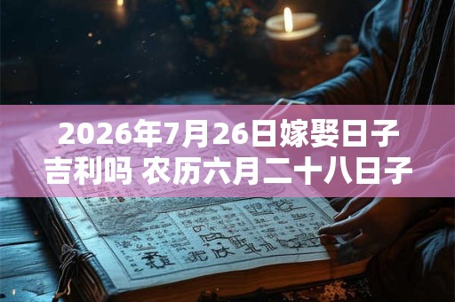 2026年7月26日嫁娶日子吉利吗 农历六月二十八日子分析