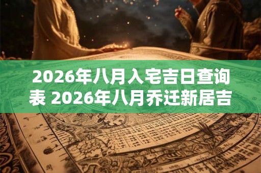 2026年八月入宅吉日查询表 2026年八月乔迁新居吉日 2026年八月入宅吉日查询表 2026年八月乔迁新居吉日