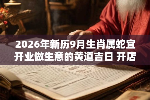 2026年新历9月生肖属蛇宜开业做生意的黄道吉日 开店好日子