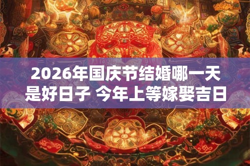 2026年国庆节结婚哪一天是好日子 今年上等嫁娶吉日