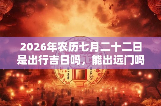 2026年农历七月二十二日是出行吉日吗，能出远门吗？